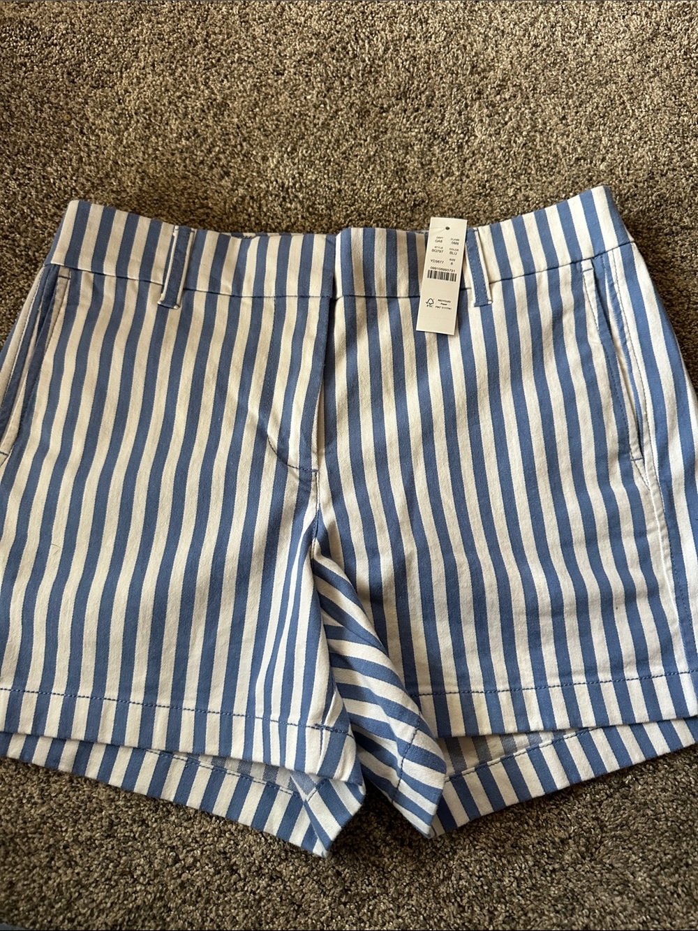 J.Crew New Blue & White Striped Women’s Shorts - Tailored
